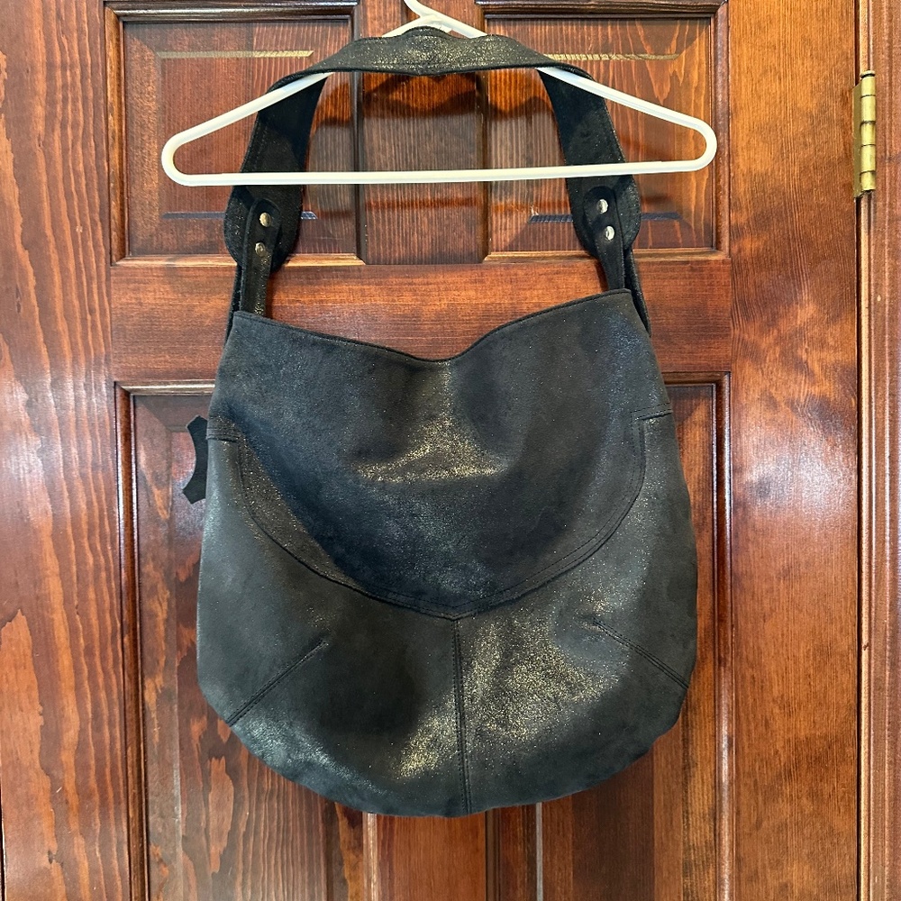 NWOT Cofi Diana Dark Blue Metallic Distressed Leather Hobo Bag  MSRP was $275